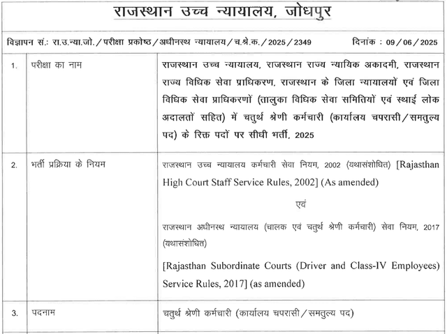 Rajasthan High Court Peon Form (5670) Posts Image